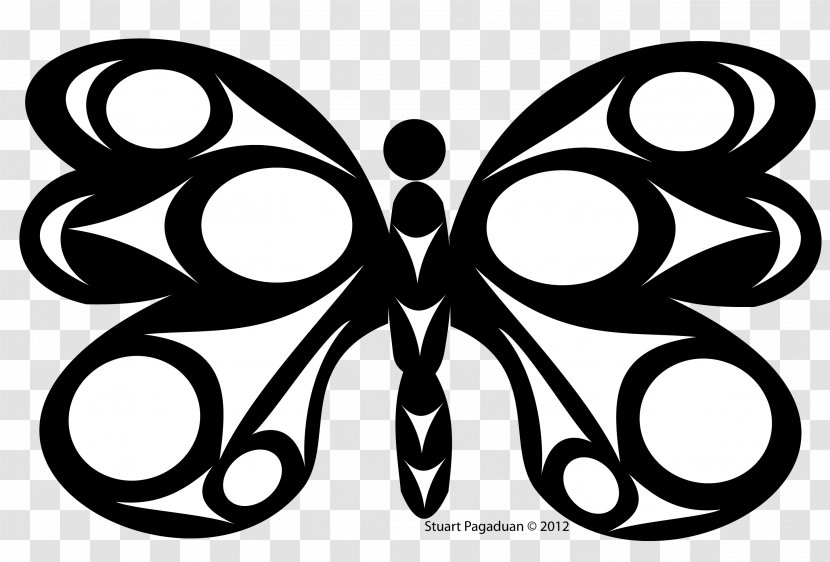 Butterfly Coast Salish Salishan Languages Peoples Drawing - Black White Border Transparent PNG
