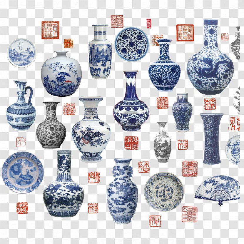Blue And White Pottery Ceramic Vase Porcelain Transparent PNG