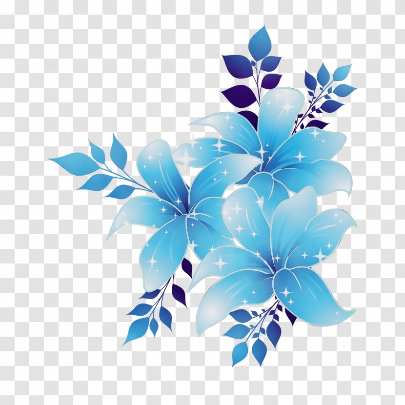 Blue Turquoise Leaf Flower Plant - Petal Transparent PNG