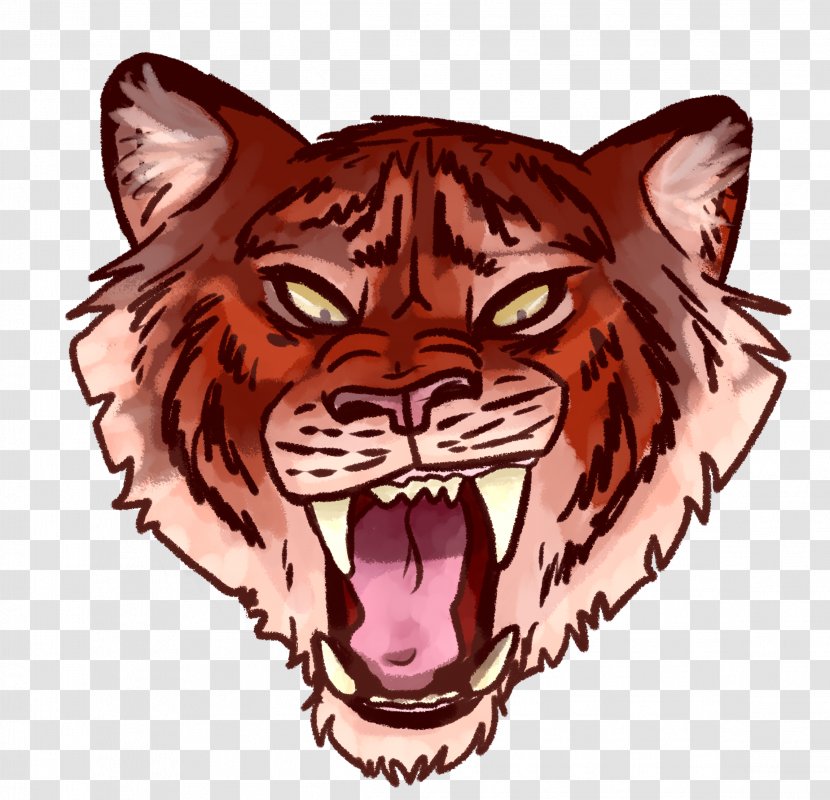 Tiger Cat Lion Roar Drawing - Carnivoran - Head Transparent PNG