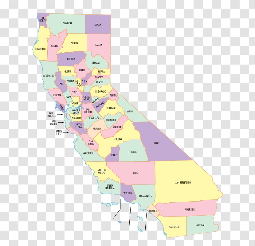 List Northern California Map County Geography - City Transparent PNG