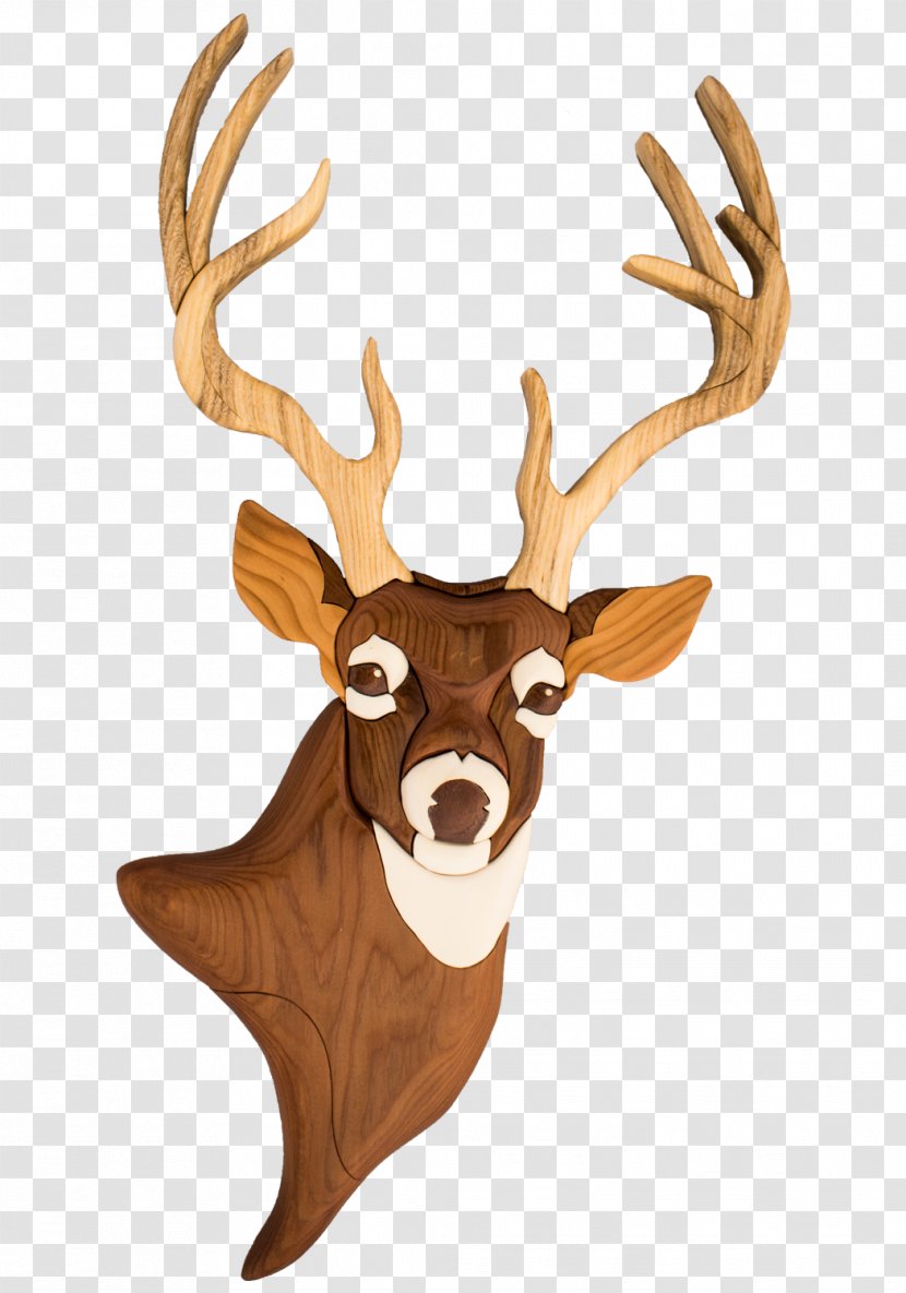 Reindeer Wood Grain Intarsia - Deer Head Transparent PNG