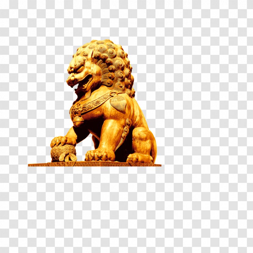 Chinese Guardian Lions Sculpture - Organism - Antique Stone Transparent PNG