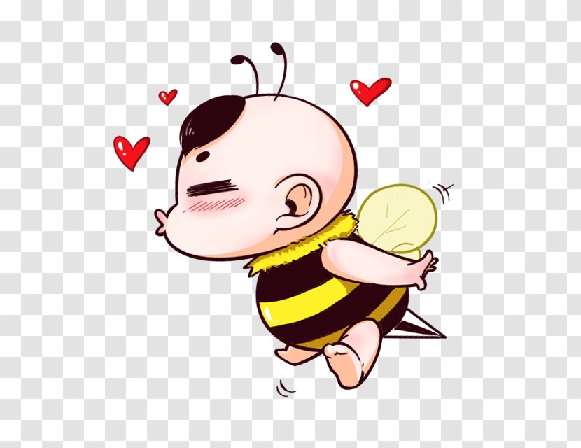 Cartoon Air Kiss - Musical Note - Cute Bee Little Boy Transparent PNG