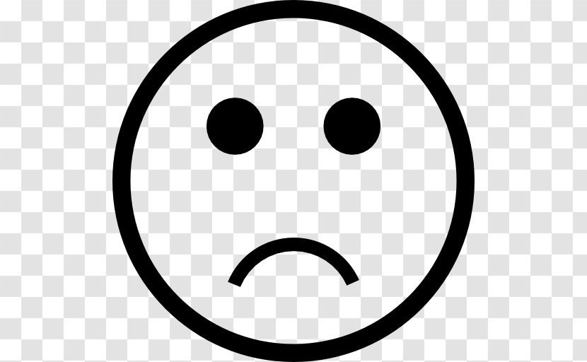 Smiley Emoticon Symbol Clip Art - Black And White - Frowning Transparent PNG