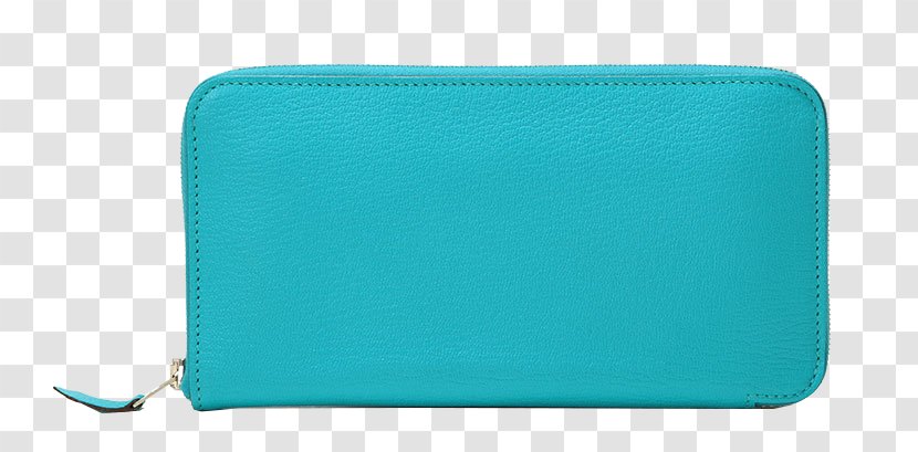 Blue Turquoise Rectangle - Aqua - HERMES (Hermes) Zipper Wallet Transparent PNG