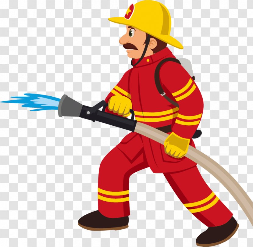Cartoon Fireman - Personal Protective Equipment - Yellow Transparent PNG
