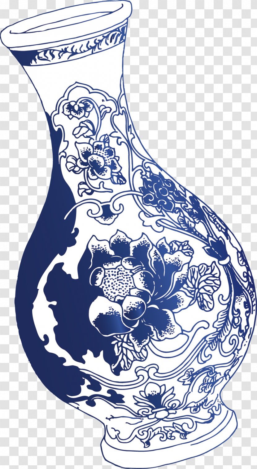 Vase Blue And White Pottery Black Bottle - Cobalt - The Is Exquisite Transparent PNG