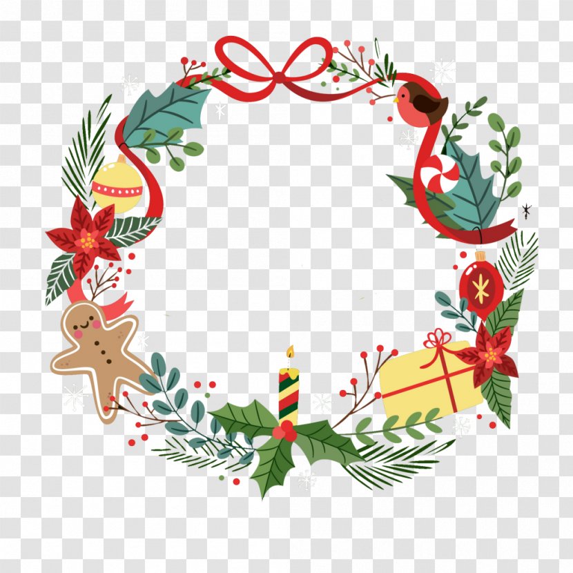 Santa Claus Wreath Christmas Day Ornament Vector Graphics - Leaf Transparent PNG
