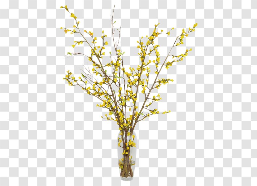 Glass Vase Forsythia Cut Flowers Artificial Flower - Floral Design Transparent PNG