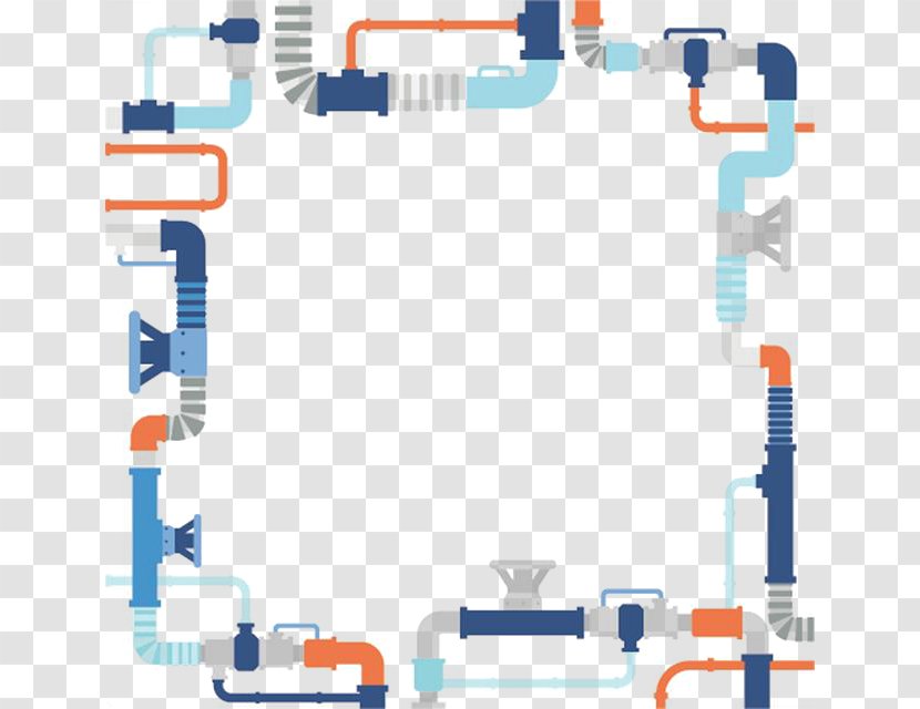 Water Pipe Pipeline Transportation - Technology - Cartoon Vector Frame Transparent PNG