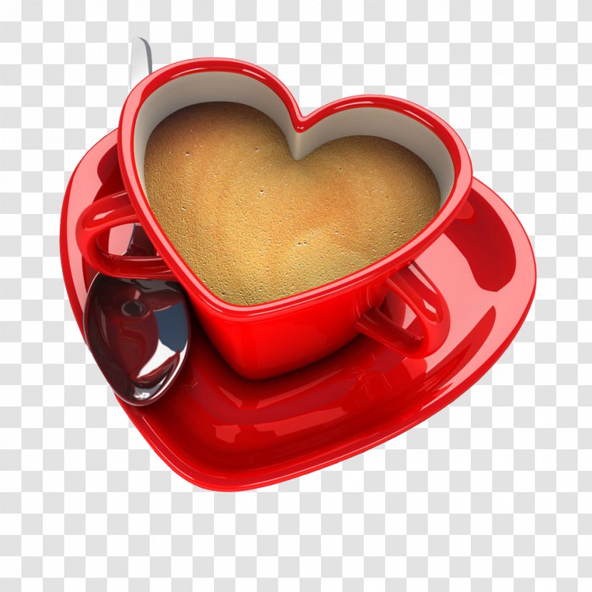 Teacup Coffee Cup - Red Love Heart Transparent PNG