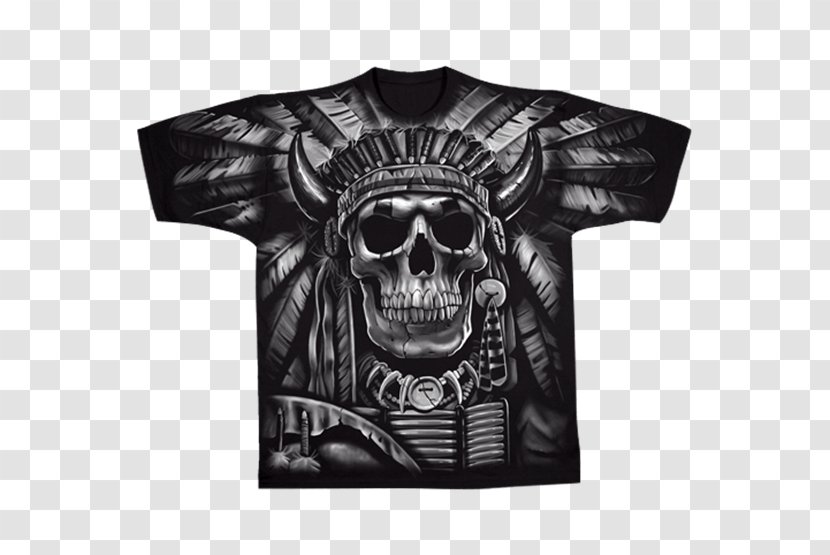 T-shirt Raglan Sleeve Skull Crew Neck - Bone Transparent PNG