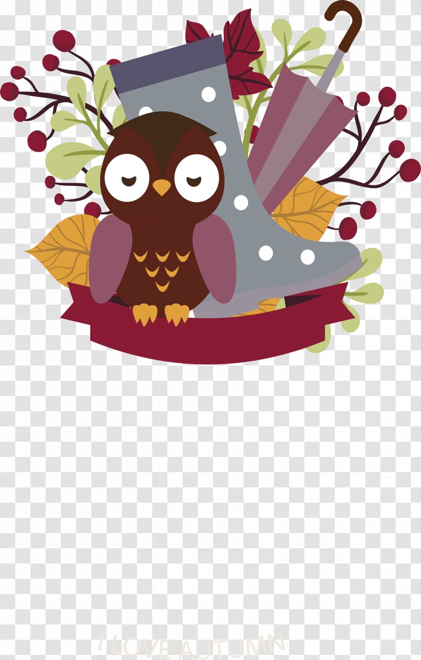 Owl Illustration - Autumn Owls Transparent PNG