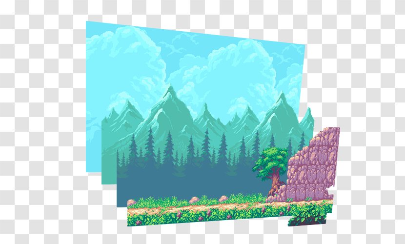 Pixel Art Game - Desert Decoration Background Transparent PNG