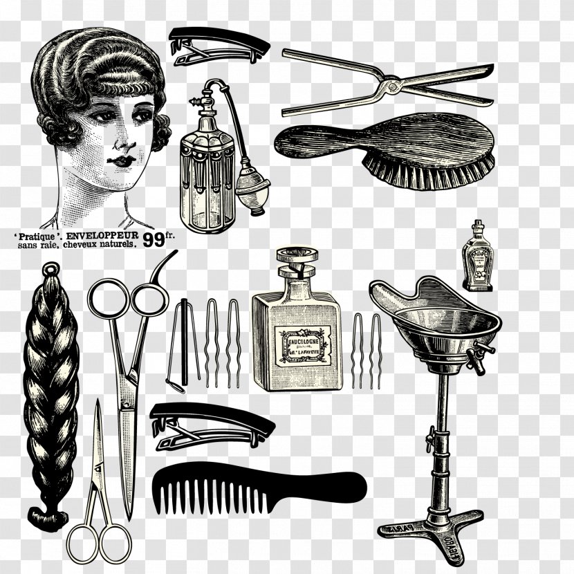 Comb Hairdresser Beauty Parlour Hairstyle Poster - Hair Coloring - Vintage Barber Shop Promotional Elements Transparent PNG