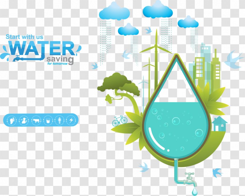 Water Efficiency Drawing Ecology - Vector City Energy Saving Transparent PNG