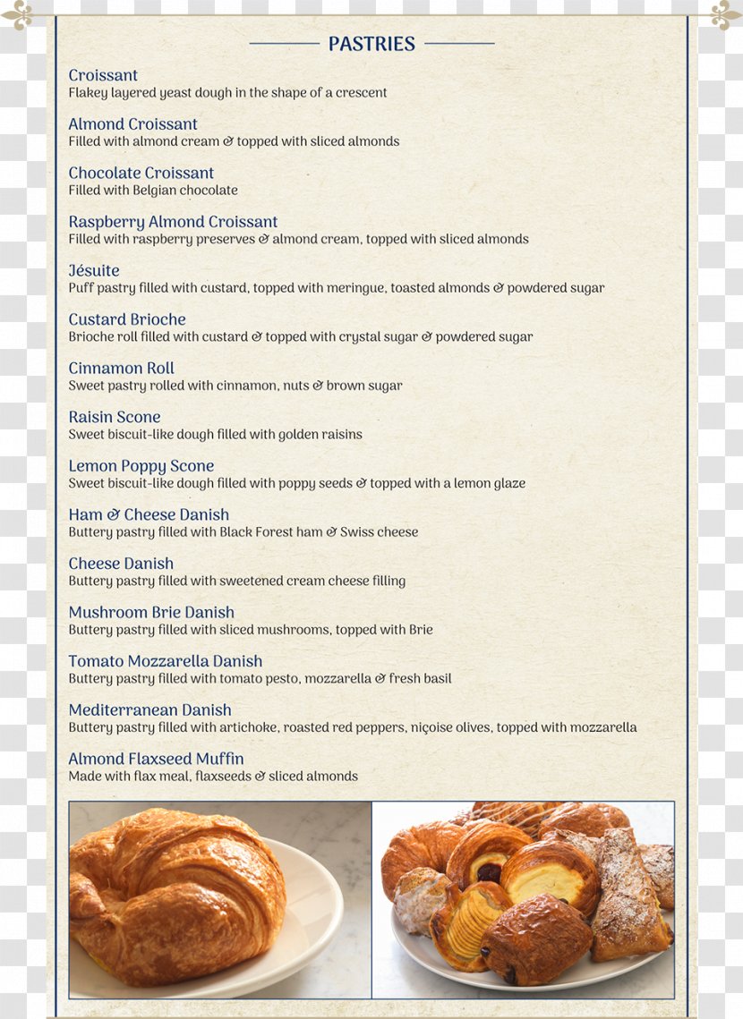 Danish Pastry Champagne French Bakery Cafe Breakfast - Menu Transparent PNG