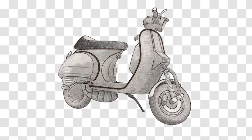 Vespa Drawing Pencil Motorcycle Sketch - Scooter Transparent PNG