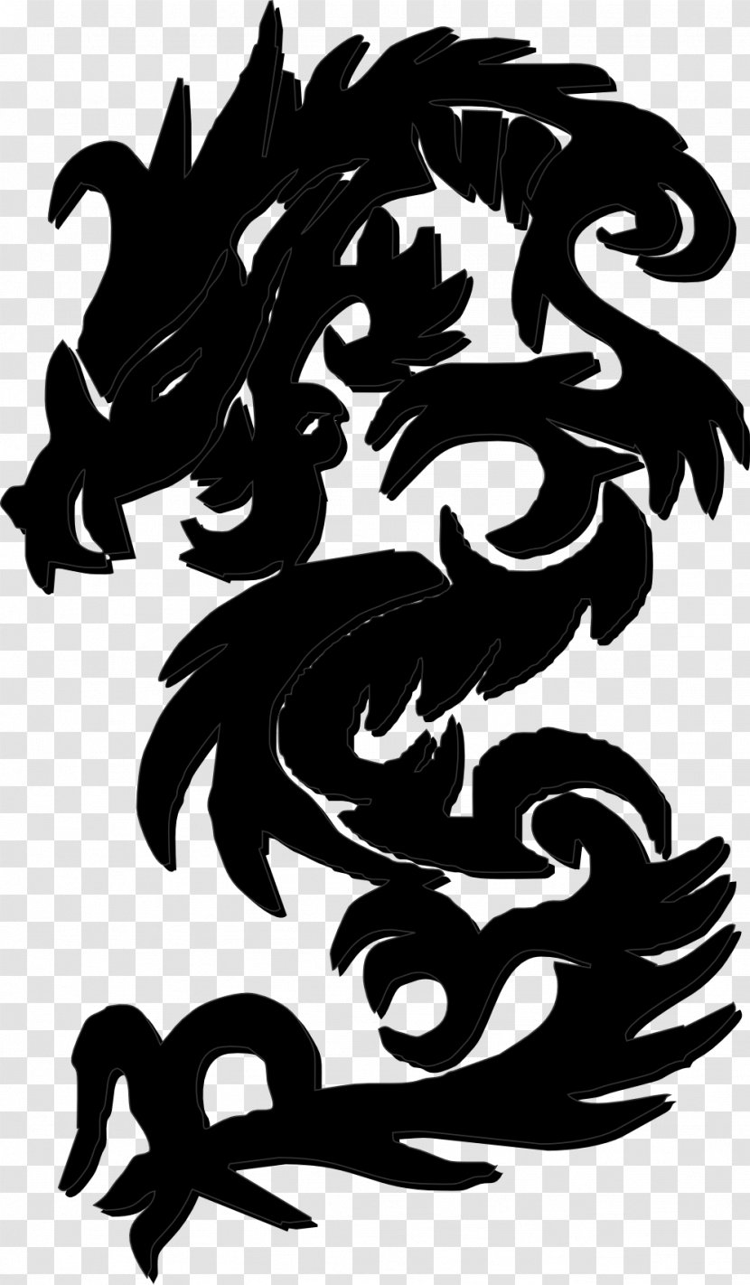 Chinese Dragon Clip Art - Monochrome - Images Black And White Transparent PNG