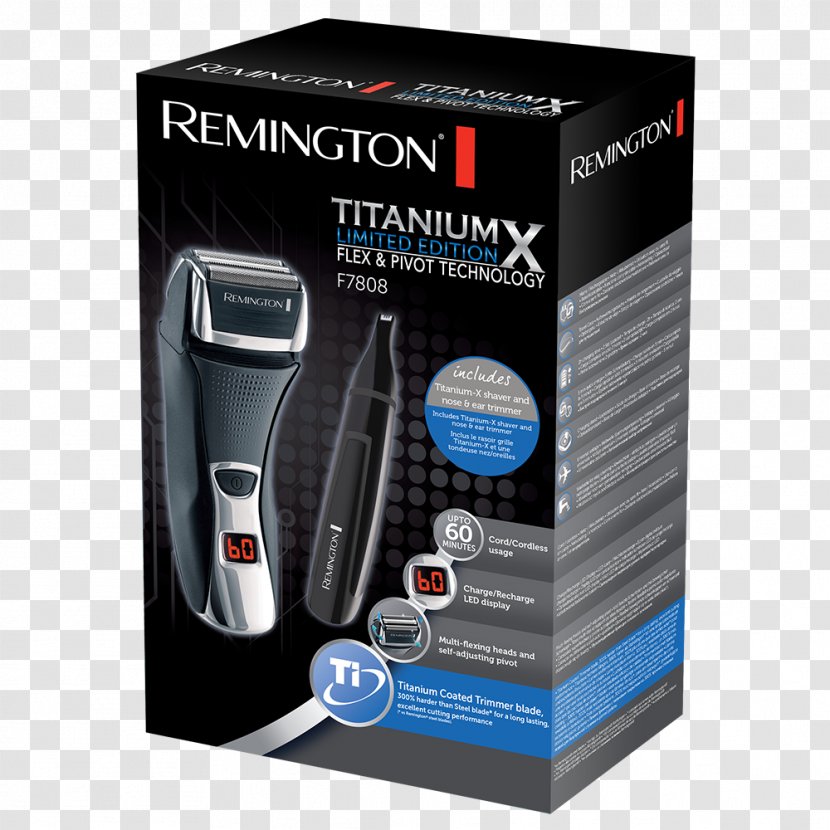 Hair Clipper Electric Razors & Trimmers Remington F7800 Titanium X Dual Foil Razor With Triple Shave Shaving Products - Trimmer Transparent PNG