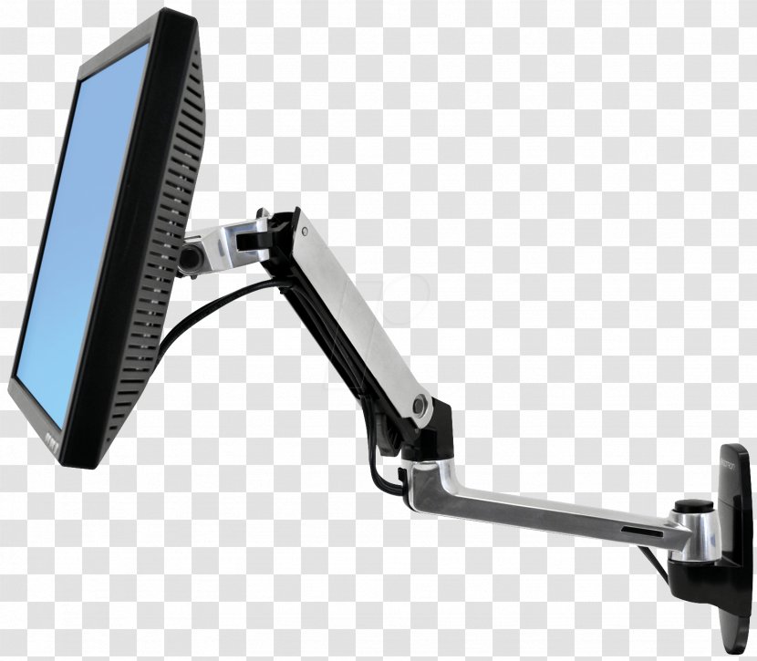 Ergotron 45-243-026 LX Wall Mount LCD Arm HD Sit-Stand Desk - Technology - Mounting Kit 45-289-026 Brushed Aluminium Extension For 9-Inch LaptopCamarão Transparent PNG