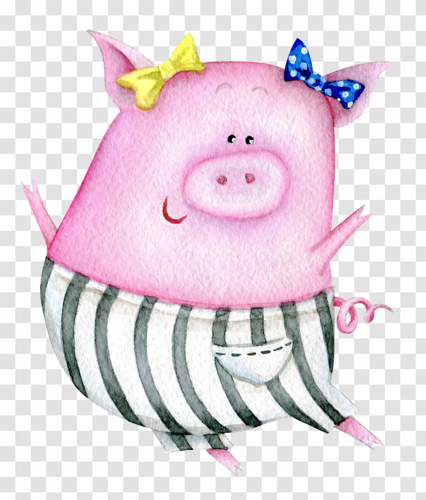 Piglet Domestic Pig Birthday Greeting Card Illustration - Pink - Cartoon Transparent PNG