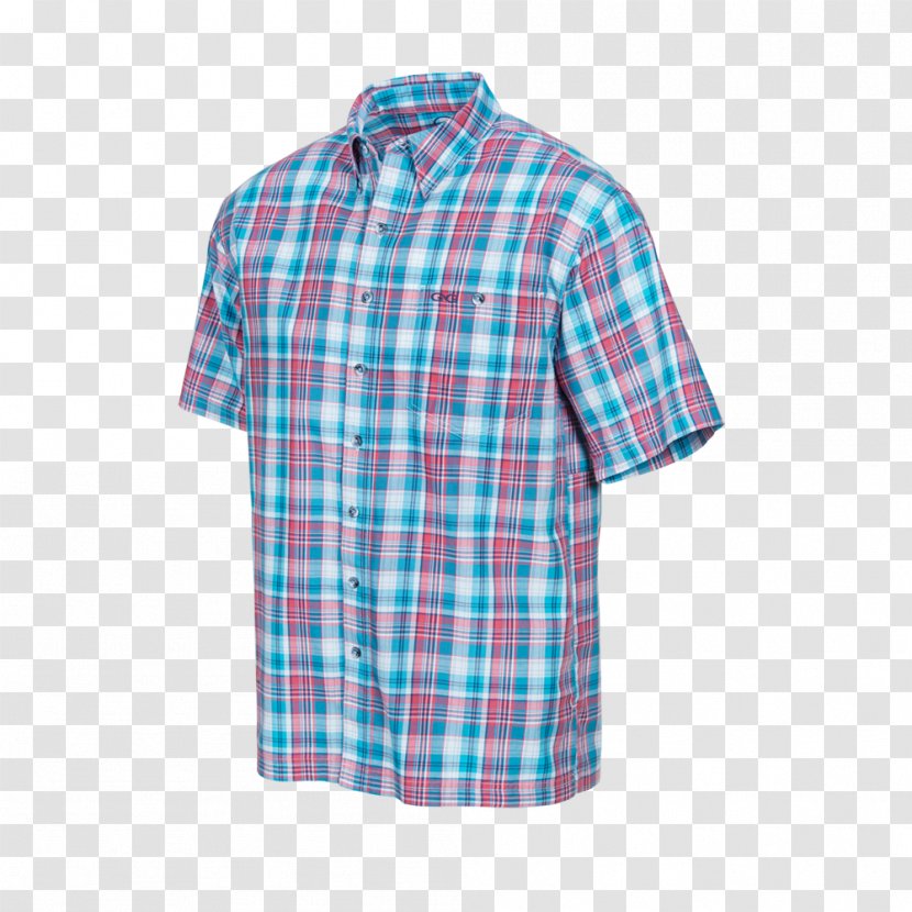 Shirt Clothing Sleeve Collar Sportswear - Turquoise - Plaid Cloth Transparent PNG