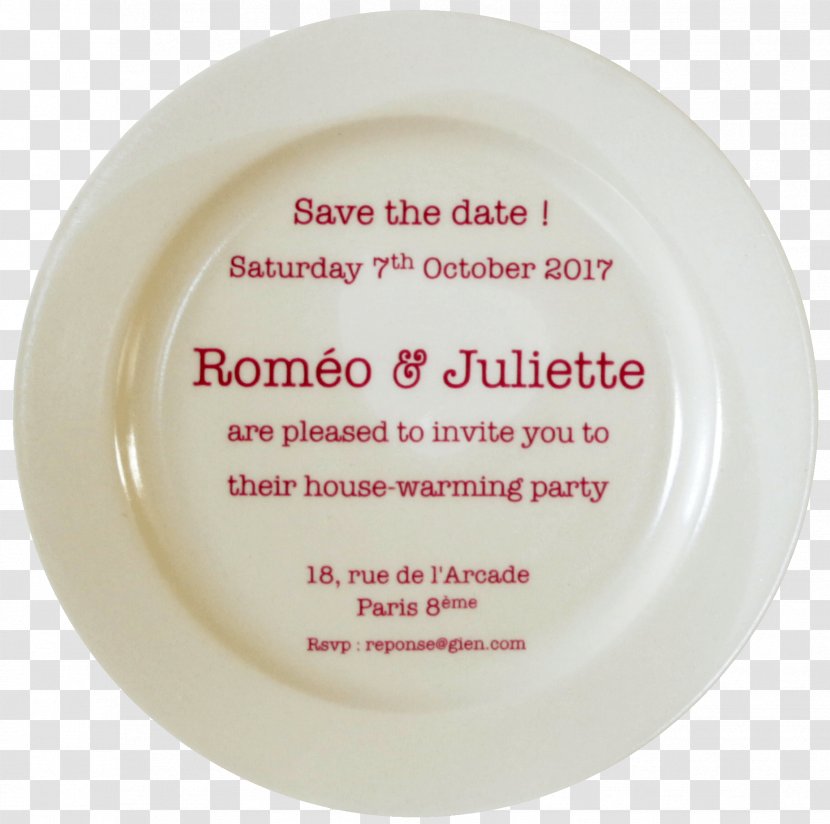 Cream - Dishware - Save The Date Transparent PNG