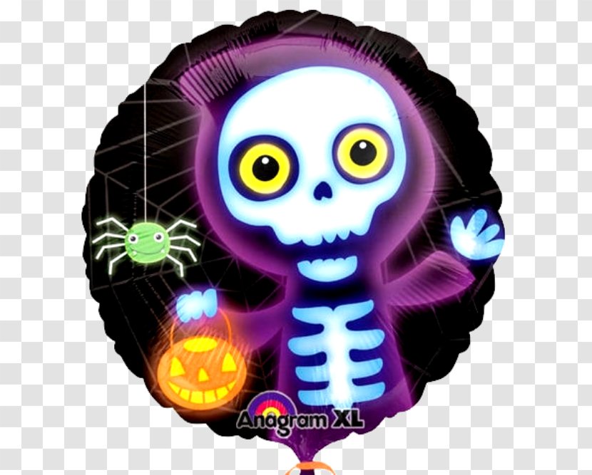 Gas Balloon Helium Halloween Skeleton - Balon Transparent PNG