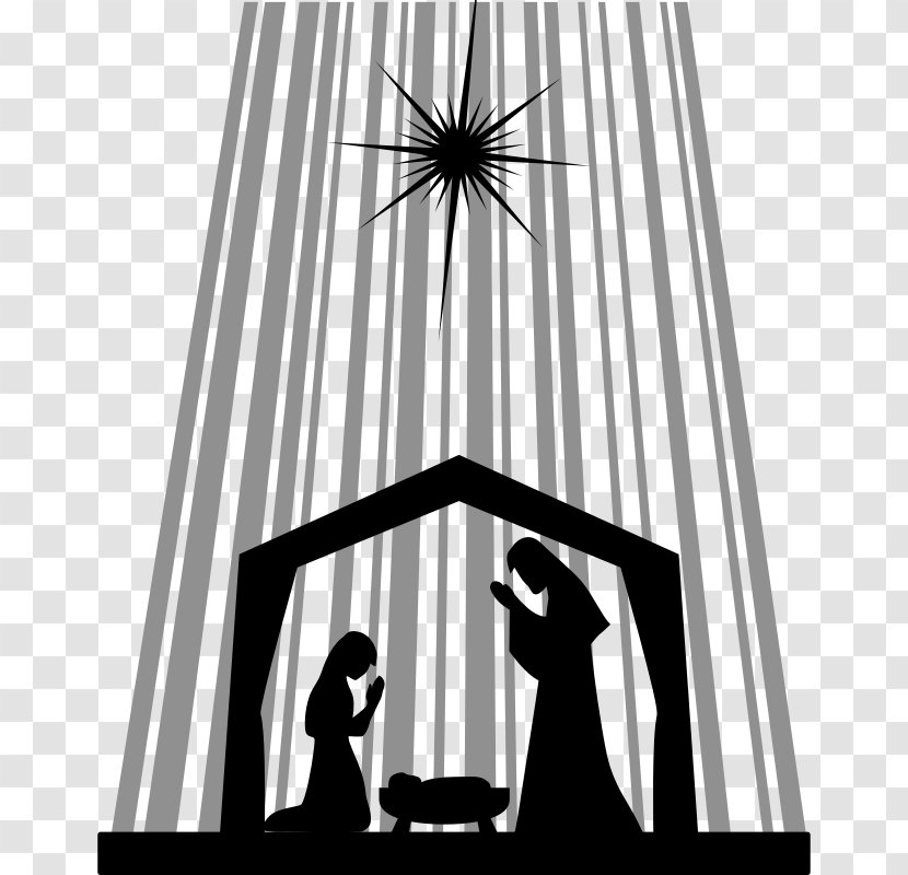 Nativity Scene Manger Clip Art - Monochrome - Baby Jesus Images Transparent PNG
