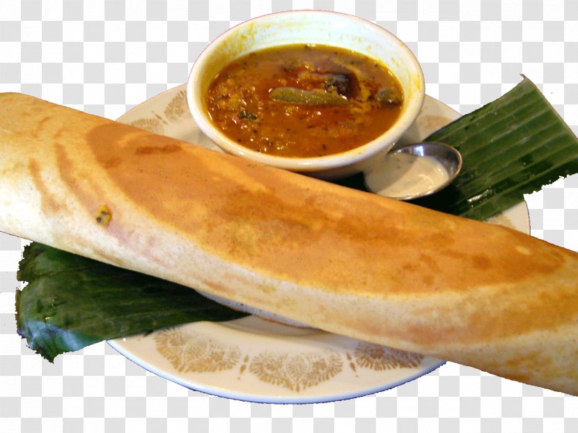 Masala Dosa Sambar South Indian Cuisine - Food - Coriander Transparent PNG