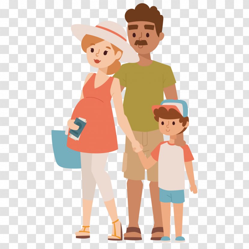 Travel Family Vacation Illustration - Heart - Pregnant Women And Father Son Transparent PNG