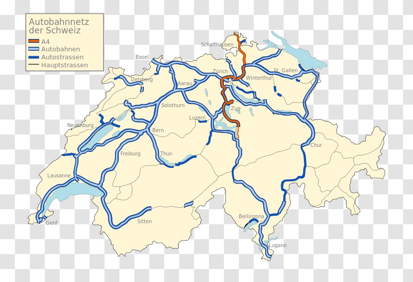 A2 Motorway A1 A13 Lucerne A14 - Switzerland - Area Transparent PNG