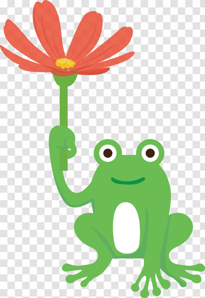 Tree Frog Plant Stem Frogs Flower Cartoon Transparent PNG