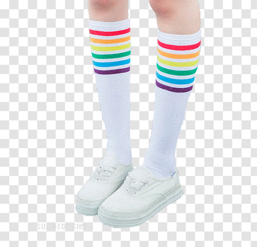 Sock Knee Highs Amazon.com Cotton - Heart - White Socks Transparent PNG