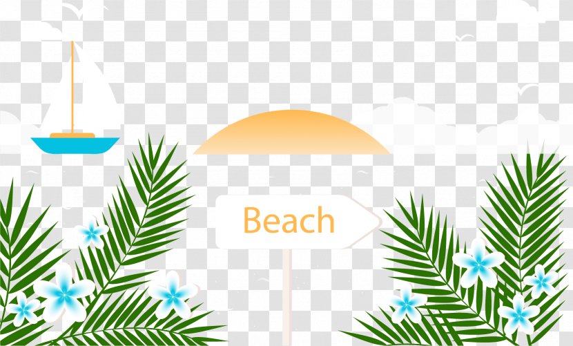 Beach Summer Vacation - Palm Tree Transparent PNG