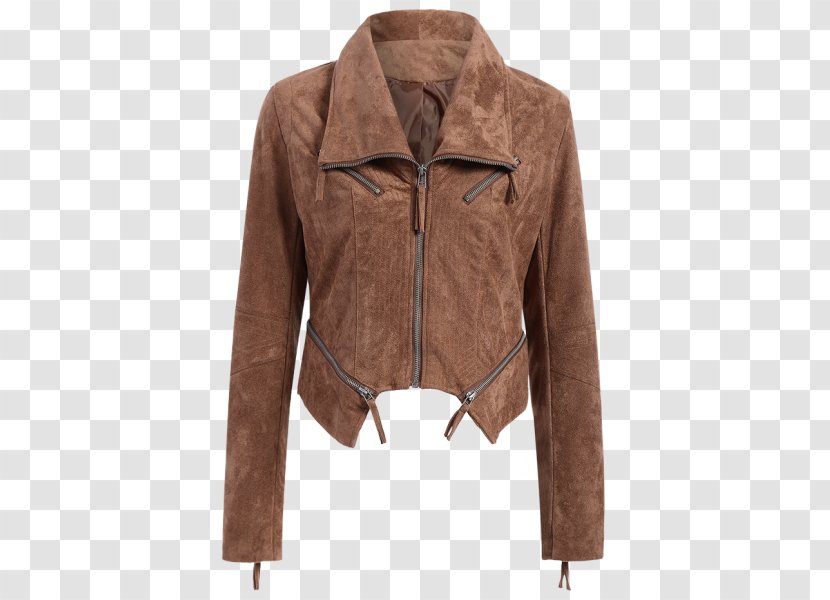 Leather Jacket Cardigan Flight Coat - Outerwear - Sheep Suede Transparent PNG