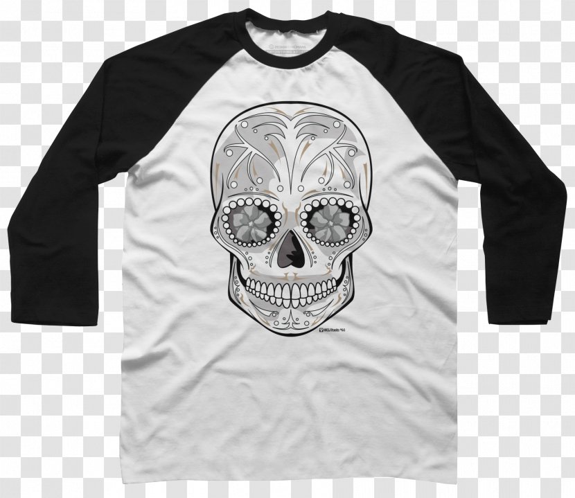 Long-sleeved T-shirt Hoodie Raglan Sleeve - Sugar Skulls Transparent PNG