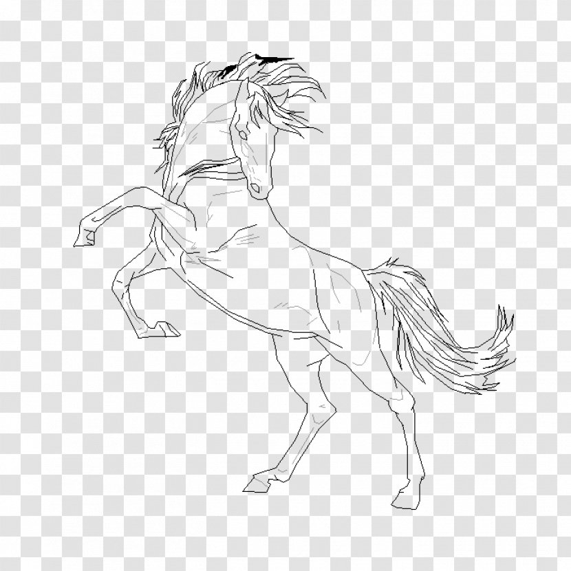 Mustang Stallion Pack Animal Drawing Sketch - Fictional Character Transparent PNG