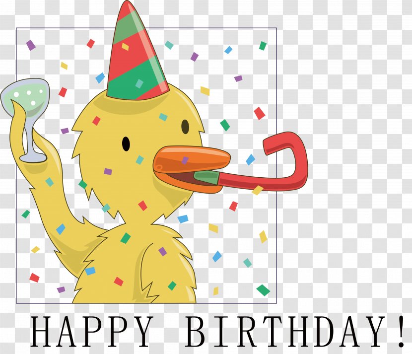 Greeting Card Illustration - Birthday - Little Yellow Duck Transparent PNG