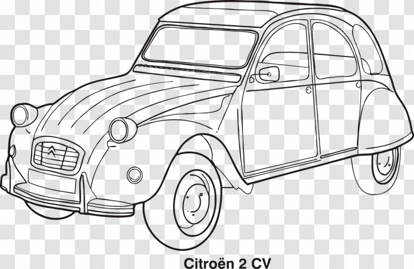 Citroën 2CV Classic Car Drawing - Motor Vehicle - Citroen Transparent PNG
