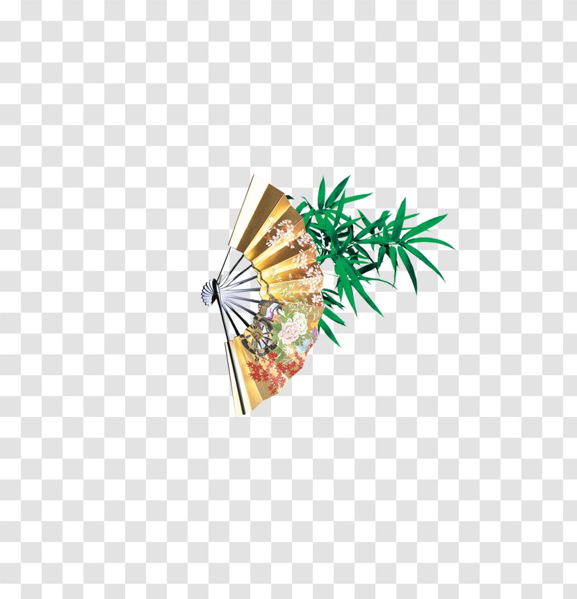 Paper Hand Fan Download - Gratis - Classical Green Leaves Transparent PNG