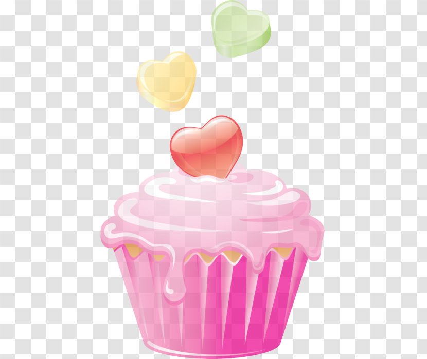 Pink Baking Cup Cupcake Heart Icing - Baked Goods Cake Decorating Supply Transparent PNG