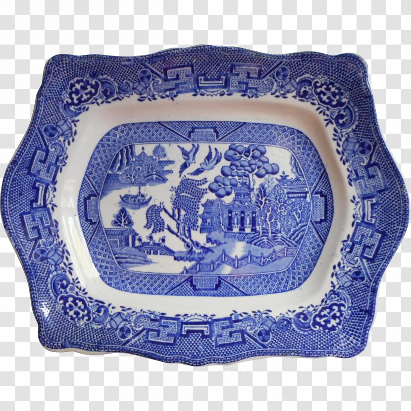 Platter Willow Pattern Tableware Plate - Blue And White Pottery - Classical Transparent PNG