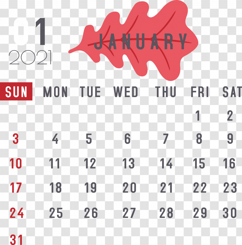 January 2021 Printable Calendar January Calendar Transparent PNG