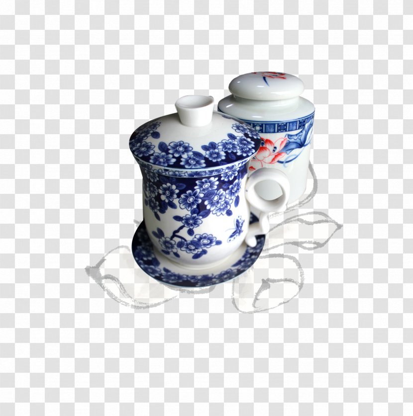 Tea Blue And White Pottery Coffee Cup Ceramic - Chawan Transparent PNG