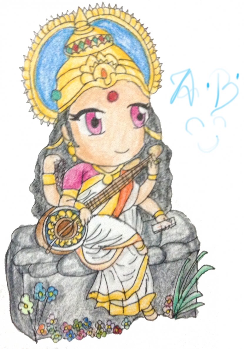 Saraswati Art Deity Brahmani - Vedas - Sarawati Transparent PNG