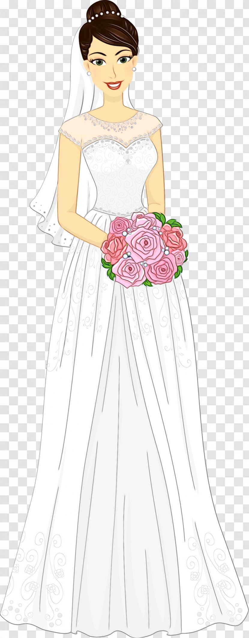 Bouquet Of Flowers Drawing - Flower - Aline Victorian Fashion Transparent PNG