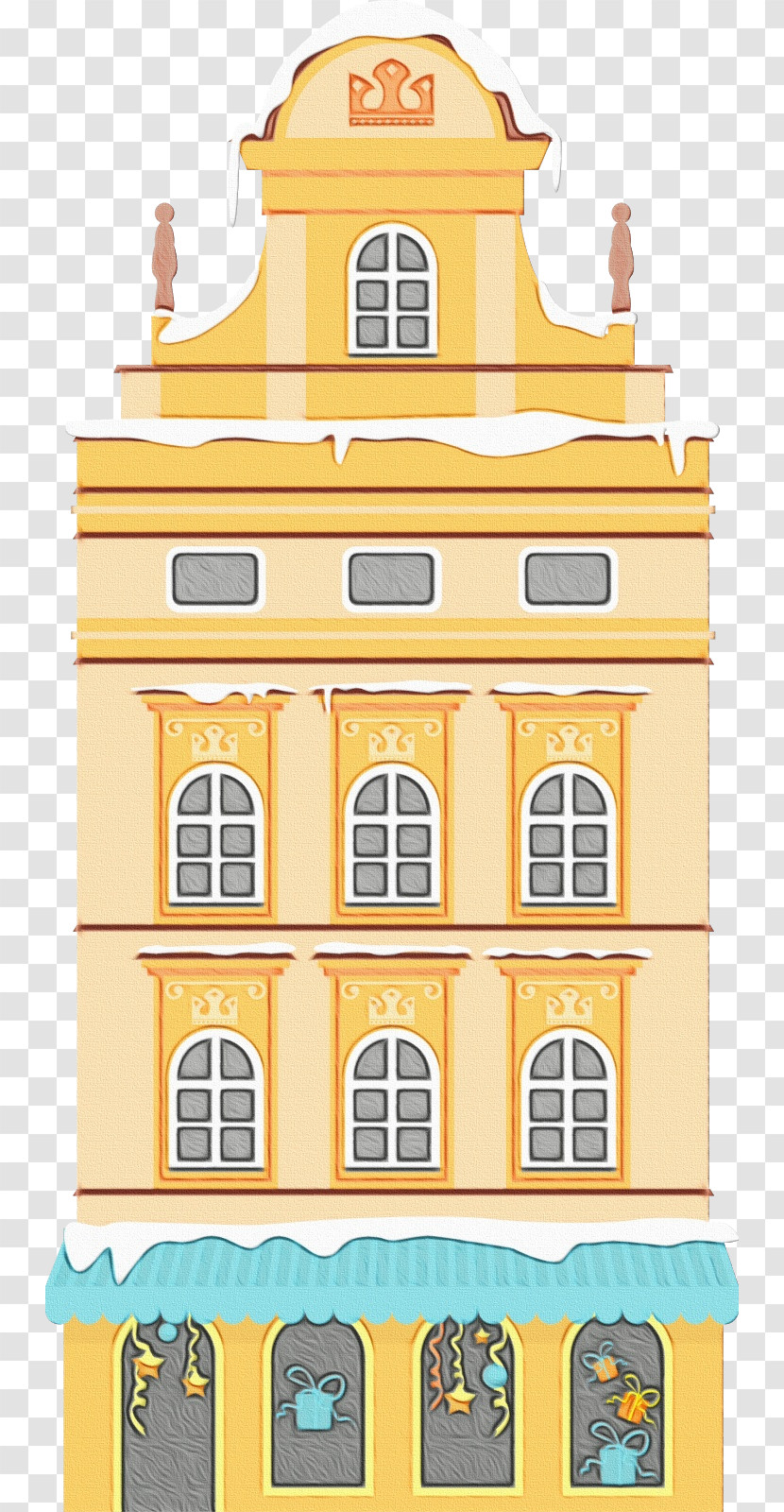 Yellow Line Facade Tower Building Transparent PNG